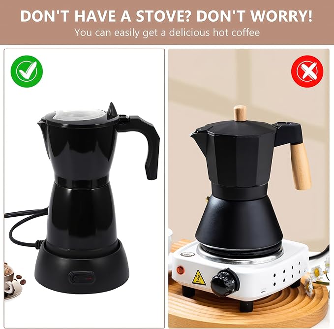 SHANGSKY Coffee Pot Electric Moka Pot 6 Cup, Espresso Coffee Maker Cafeteras Electricas Italian Coffee Maker Espresso Makers Portable Aluminum Electric Mocha Pot, Coffee Machine Moka Maker