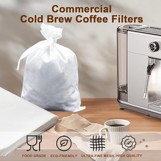 YURICK 50 Pack Commercial Cold Brew Coffee Filters for 5 Gallon Buckets, 20" X 20" Commercial Cold Brew Bags for Commercial Model Cold Brew Coffee Makers, Brew Up To 5 LBS Coffee
