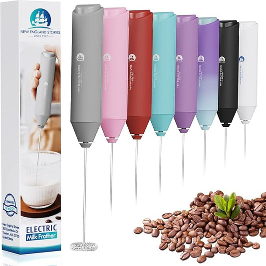 Powerful Milk Frother Handheld Foam Maker, Mini Whisk Drink Mixer for Coffee, Cappuccino, Latte, Matcha, Hot Chocolate, No Stand, Grey