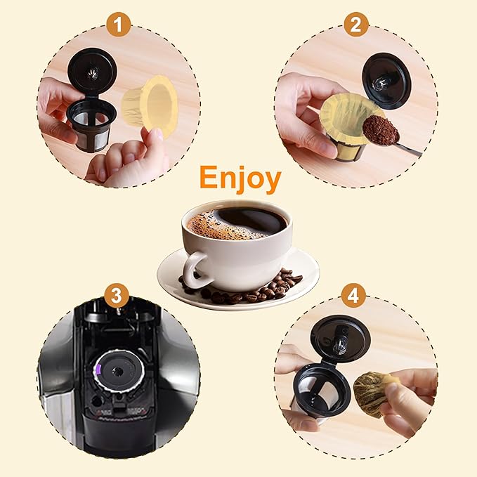 Haetyly 100 Count Natural Paper Filters Compatible with Keurig Single Serve 1.0 and 2.0, Fits All Brands Reusable K Cup Coffee Pods