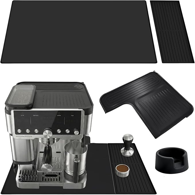 Silicone Top Mat Set & Tamper Base for Ninja ES601/ES701, Luxe Cafe Pro Accessories, 3-in-1 Non-Slip Drip Tray with Removable Pad，Complete Espresso Station Set for Ninja luxe cafe accessories