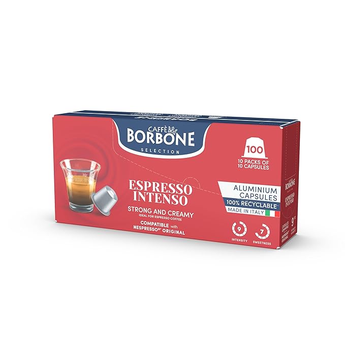 Caffè Borbone Espresso Intenso Aluminum Capsules Compatible with Nespresso Original Machines, Dark Roast, 100 Count