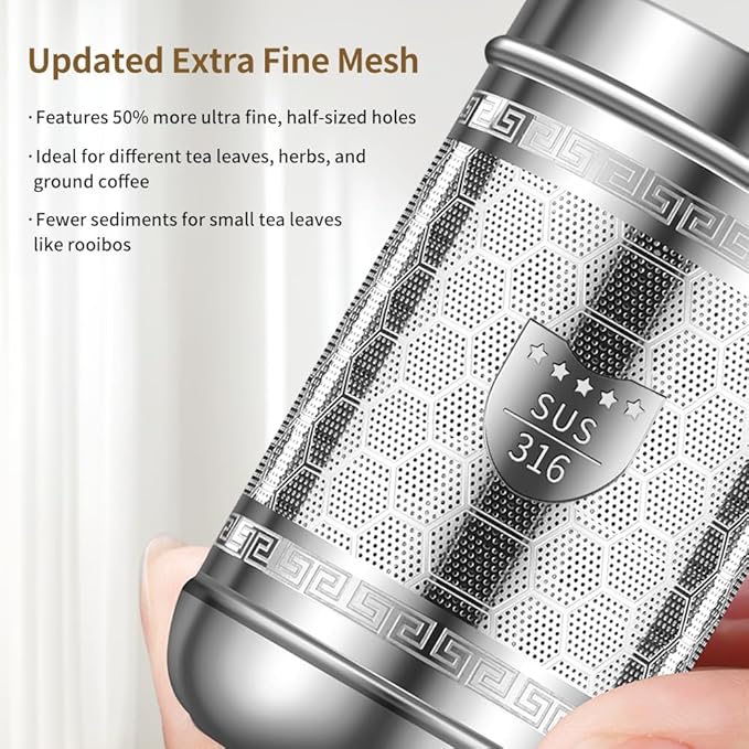 Tea Strainers for Loose Tea, 316 Stainless Steel Tea Infuser for Loose Leaf Tea, Extra Fine Mesh Loose Tea Infuser, Tea Steeper for Loose Tea & Diffuser (1 Pack - Medium)