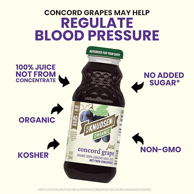 R.W. Knudsen Organic Just Concord Grape Juice, 8 fl oz (12 Pack)
