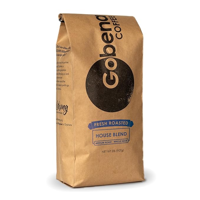 Gobena Coffee 2lb House Blend, Medium Roast, Whole Bean Coffee, 100% Arabica, 32oz, Bulk Coffee