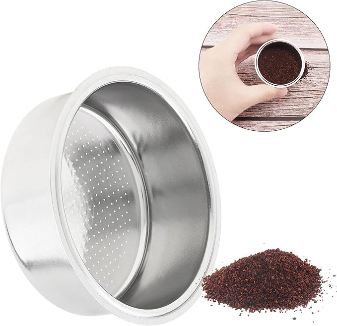 Reusable 51mm Coffee Filters Cups 2Pcs, Stainless Steel Espresso Coffee Filters Double Layer Pressurized Portafilter Filter Baskets, Espresso Machine Accessories Fit for Delonghi EC5 / EC7 / EC9