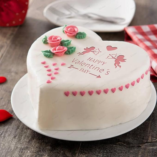 Valentines Day Cake Stencils Kit Reusable Cookie Coffee Stencil Drawing Template for Dessert Buttercream Painting Envelopes DIY Crafts Wall Floor Decor (9 Pcs Love)