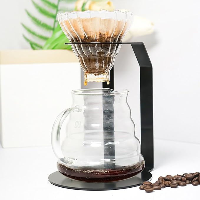 Coffee Dripper Stand Pour over Coffee Dripper Stand, Pour over Coffee Dripper, Pour over Coffee Maker Set, Pour over Coffee Maker with Stand for Home Cafe Office Black