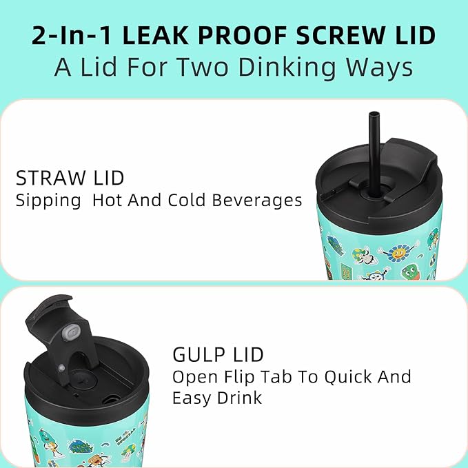 BJPKPK 34oz Stainless Steel Insulated Tumbler With lid And Straw Travel Coffee Thermal Tumblers Cup For Women And Men,Spring Party Green