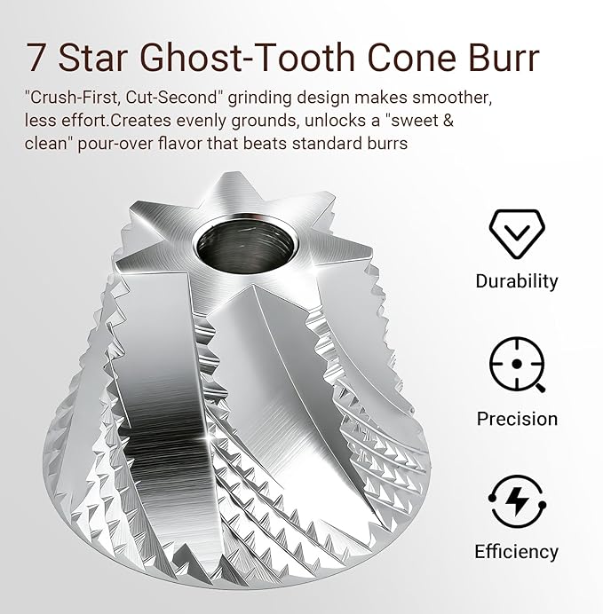 Manual Coffee Grinder with Numerical External Adjustable Setting Stainless Steel Conical Burr Hand Crank Coffee Mill for Cold Brew Espresso French Press Pour Over Drip with Foldable Handle- Grey