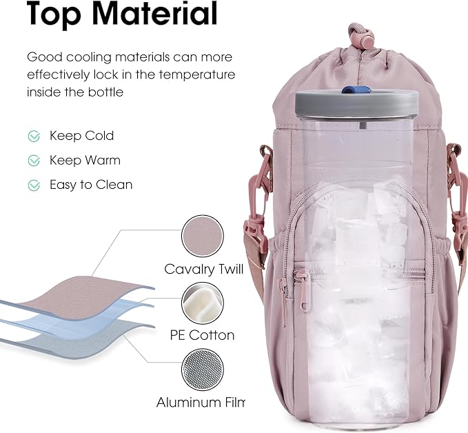 sportsnew Water Bottle Holder with Strap 32oz 40oz Insulated Water Bottle Carrier Sling Bag with Phone Pocket Crossbody