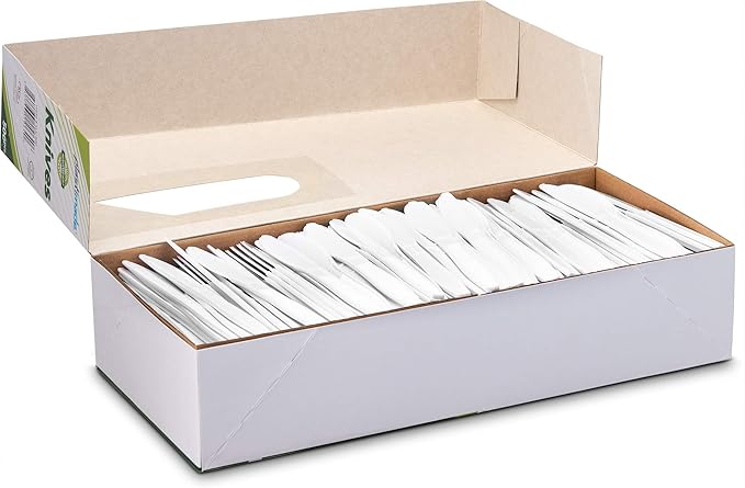 500 Count Extra Heavy duty Plastic Knives, Disposable White Knife, Heavyweight Bulk Cutlery for Dinner, Events, Catering, Parties & Takeout