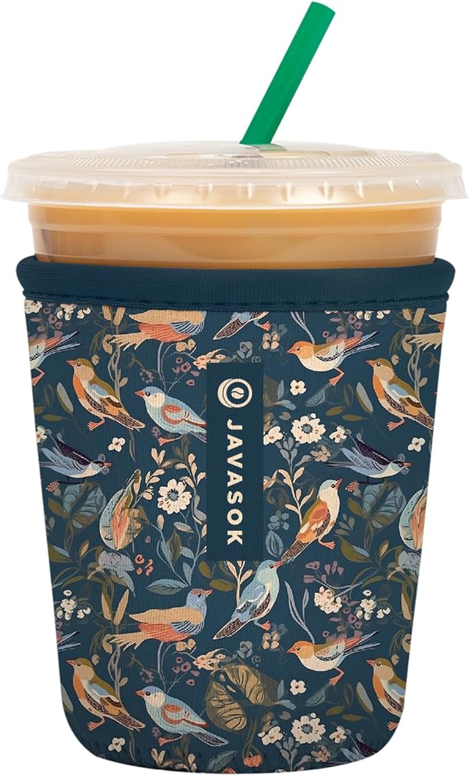 Sok It JavaSok Iced Coffee & Cold Soda Insulated Neoprene Cup Sleeve (Early Birds, Small: 16-20oz)
