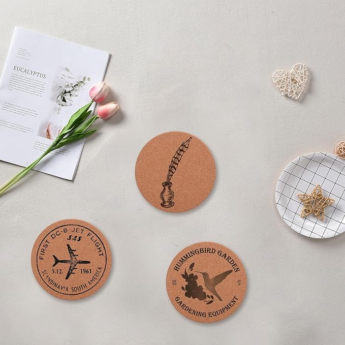 100 Pack 4 Inch Round Cork Coasters, Absorbent Cork Coasters for Drinks, Crafts, DIY Projects Wine Glass, Mug, Coffee Cup, Plants and General Use KUKLIPJIM