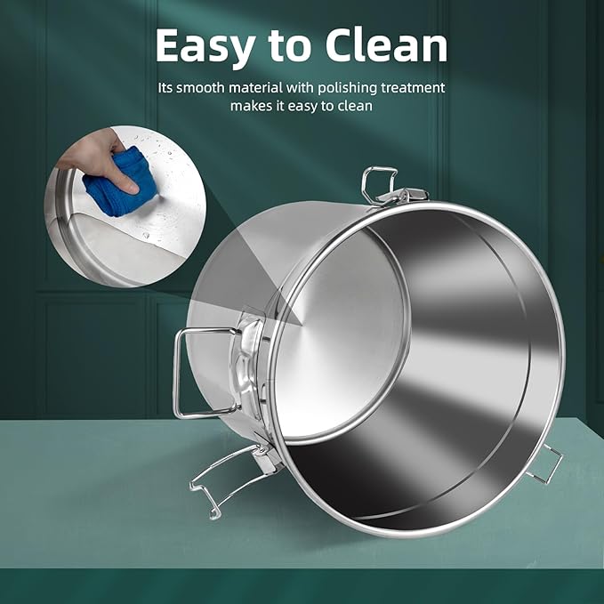 33L/8.72gal Stainless Steel Airtight Canister, Food Storage Canisters with Airtight Lid&Locking Clamp, Rice Cereal Grain Canisters Container, Storager Bucket for Flour, Coffee Bean, Sugar, Cookie