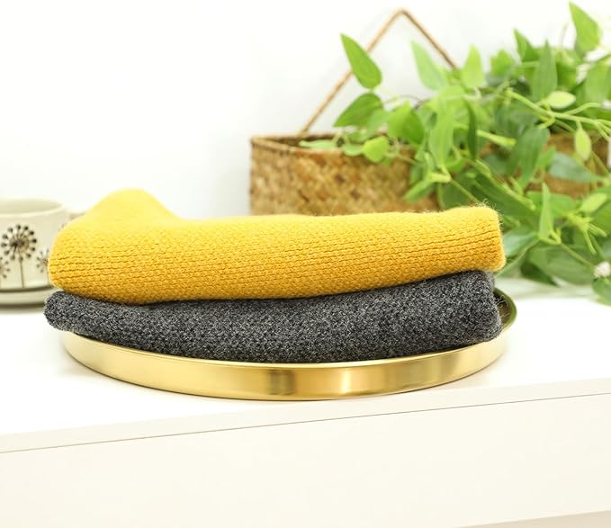 12 Inch Gold Round Serving Tray, 3 Pack Stainless Steel Coffee Table Tray, Modern Decorative Vanity Trays for Coffee Table Bar Vanity Bathroom Candle Display