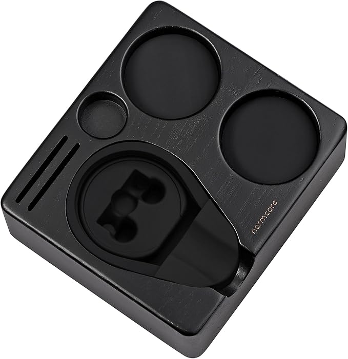 Normcore Compact Tamping Station, Espresso Black Tamper Station Base, Genuine American Black OAK Tamper Holder, Wooden Coffee Portafilters Stand Base For 51 / 54mm Espresso Machine Accessories