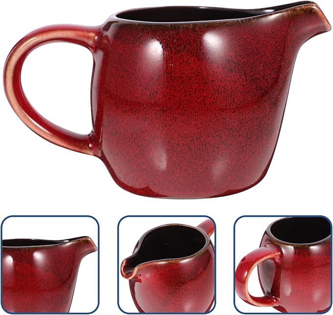 ABOOFAN Ceramic Milk Pitcher with Handle and Spout Small Creamer Pitcher for Coffee Tea and Sauce 2.13 Inch Elegant European Style Pouring Pot for Home and Cafe Use