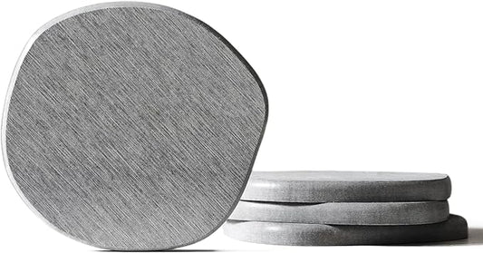 Diatomaceous Earth Coasters Set of 4 for Drinks, Moisture Water Absorbent Stone Coasters for Table Desk at Work, Water Absorbing Instant Drying Diatomite, Modern Light Grey