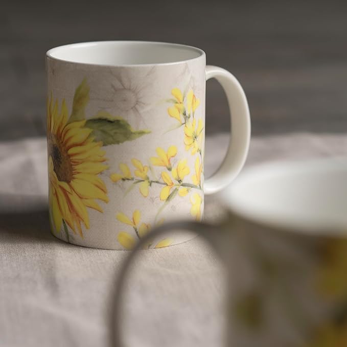 Maison d' Hermine Coffee Mug with Handles Fine Bone China Mugs Pack of Two Tea Cups for Hot Beverages Cappuccino Latte Home Restaurant Office Perfect for Gift (Candice, 15 Ounce)