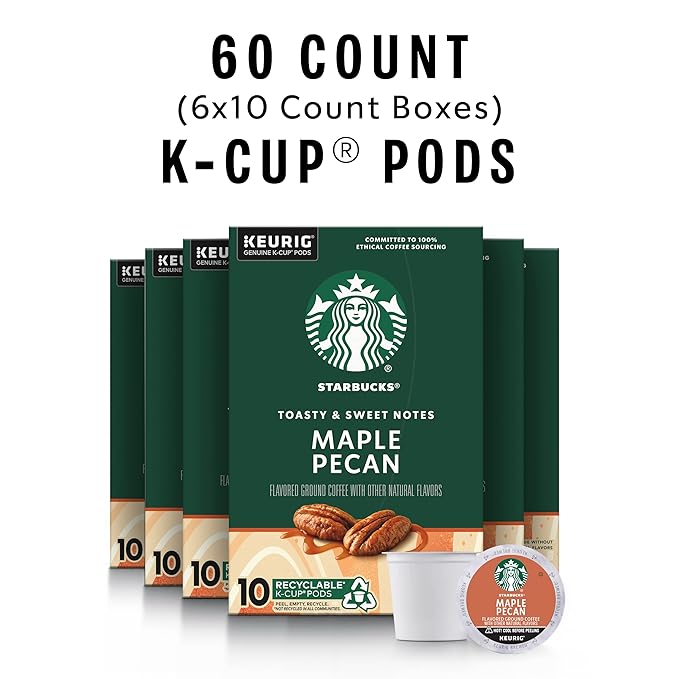 Starbucks K-Cup Coffee Pods, Flavored Hot or Iced Coffee, Maple Pecan, 60 Keurig Pods