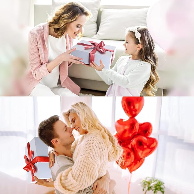 12x8x4 Inches Gift Box with Magnetic Closure Lid, White Magnetic Box for Wedding, Groomsmen Bridesmaid Proposal, Birthdays, Mother's Day, 1 Pack