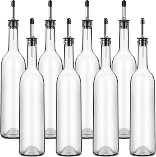 Maxdot 8 Pcs Long Neck Bottle with Pourer 750ml Glass Liquor Bottle juice Pour Bottles Syrup Bottles Glass for Home Wine Liquor Juice Making Wedding Anniversary Party