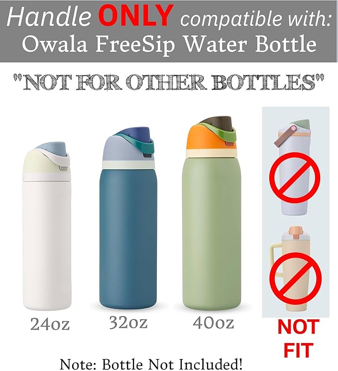 Bottle Handle for Owala FreeSip 24oz 32oz 40oz – Strong Plastic Water Bottle Holder, Durable Easy Carry Accessory for Running, Jogging, Gym, Hiking, and Drinking While Driving & More (Peach)