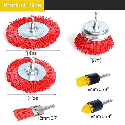 FPPO 8Pcs 3 Inch Assorted Cup Brushes Abrasive Wire Nylon Cup Brush for Drill,Grit 80 120 320 with 1/4" Shank (8)