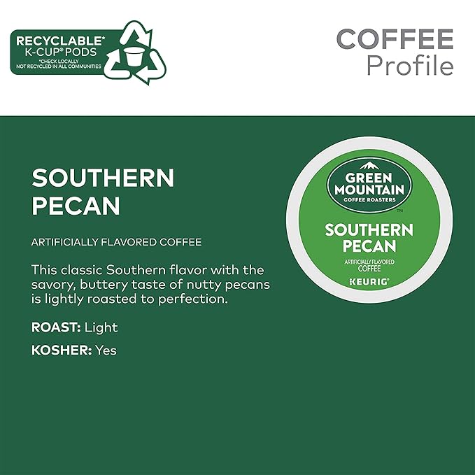 Green Mountain Coffee Roasters Southern Pecan, Single-Serve Keurig K-Cup Pods, Flavored Light Roast, 24 Count