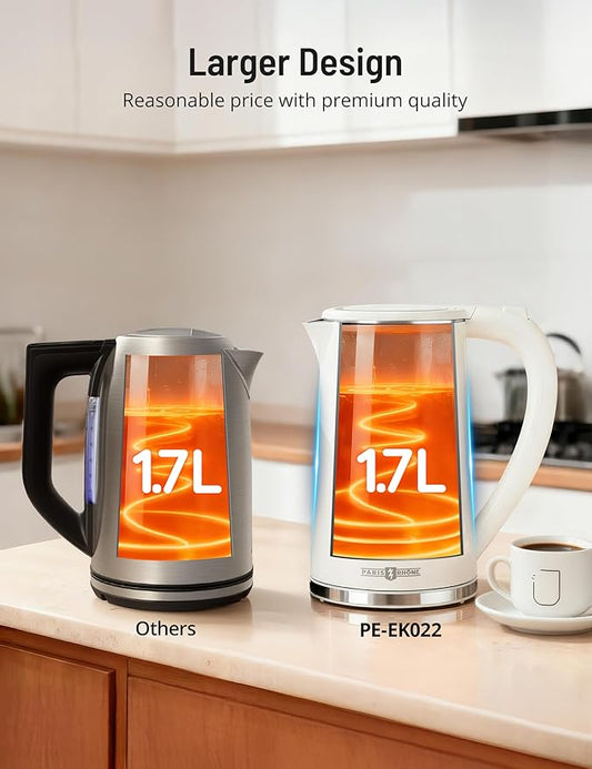 Paris Rhône Electric Kettle, Tea Kettle with 6 Temperature Settings, 1.7L Cordless Hot Water Boiler Heater, Strix Thermostat, Touch Control, Auto-Shutoff/Boil-Dry Protection, Keep Warm, LED Indicator