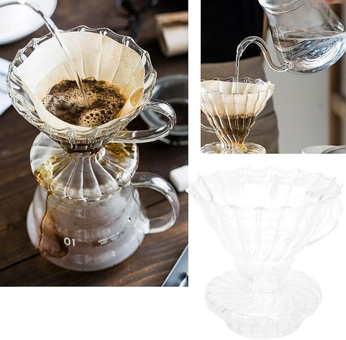 Glass Pour Over Coffee Dripper Cone, Coffee Filter Cup with High Borosilicate Heat - Glass, Slow Flow Rate for Optimal Extraction, Coffee Filtering Tool for Home Office U