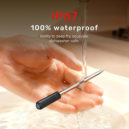 Meatmeet Pro WiFi Wireless Meat Thermometer Digital, Bluetooth Meat Thermometer Wireless, Smart App Monitoring, IP67 Waterproof Meat Probe Thermometer for BBQ, Oven, Grill, Smoker