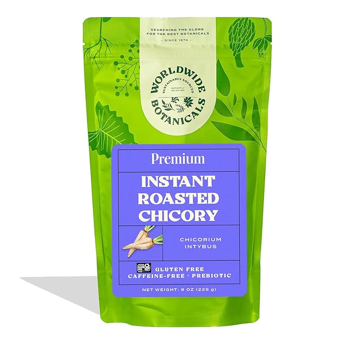 Worldwide Botanicals Instant Chicory Root, 114 servings – Caffeine-free Coffee Alternative - Blend Instant Chicory with Coffee, Prebiotic, Acid-Free, Kosher, Gluten-Free – 8 ounces