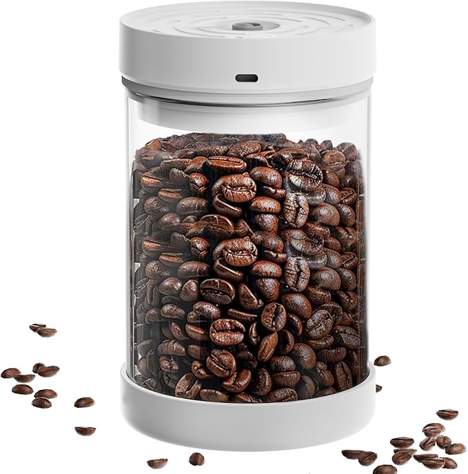 Vacuum Coffee Canister, 1.1L/16oz Vacuum Coffee Containers, Airtight Coffee Bean Storage Canister, Glass Storage Jars for Beans & Food