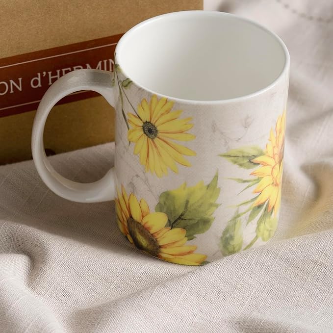 Maison d' Hermine Coffee Mug with Handles Fine Bone China Mugs Pack of Two Tea Cups for Hot Beverages Cappuccino Latte Home Restaurant Office Perfect for Gift (Candice, 15 Ounce)