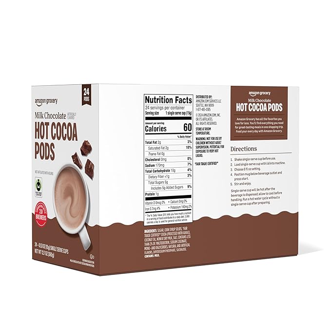 Happy Belly Hot Cocoa Pods, Milk Chocolate, 24 Count