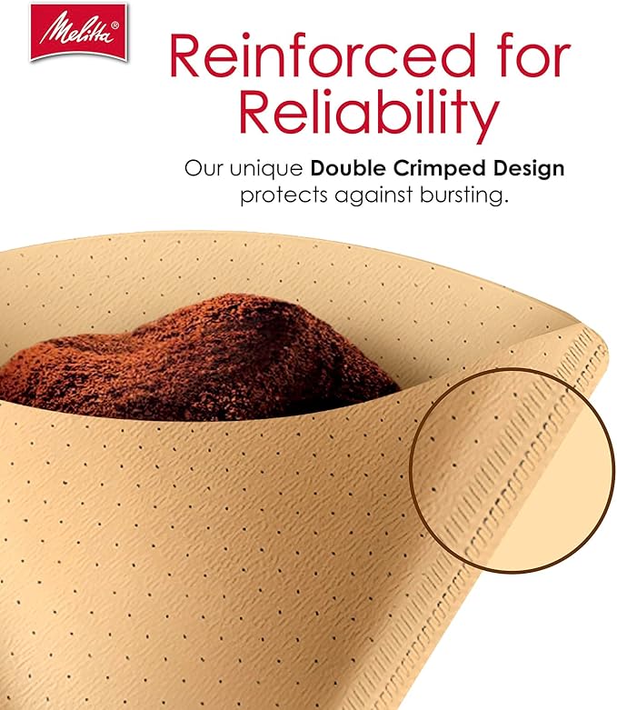 Melitta #4 Cone Coffee Filters, Natural Brown, 100 Count (Pack Of 6), 600 Total Filters - Fits all 8-12 Cup Cone Coffee Makers and Pour-Overs, Compostable, Tear-Resistant, Made in USA