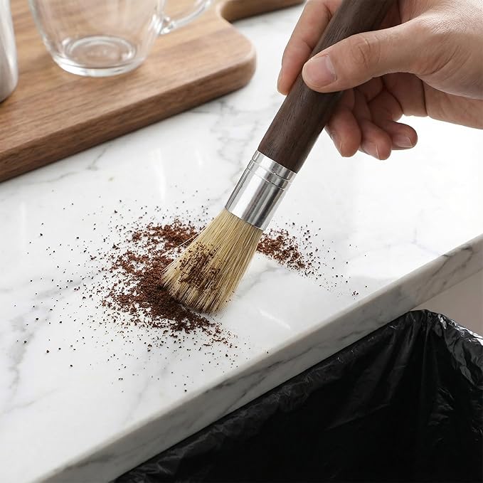 Coffee Grinder Cleaning Brush Set, 3Pcs Espresso Machine Cleaning Brushes with Scraper & Brush Wooden Handle and Natural Bristles Coffee Clean Tool Barista Brushes for Barista Home Kitchen