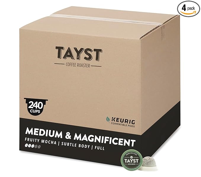 Tayst Coffee Pods, Medium & Magnificent Medium Roast, K Cups Compatible with Keurig Coffee Maker, Sustainable Single Serve, Pack of 240