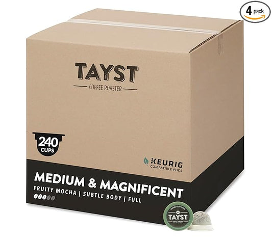 Tayst Coffee Pods, Medium & Magnificent Medium Roast, K Cups Compatible with Keurig Coffee Maker, Sustainable Single Serve, Pack of 240