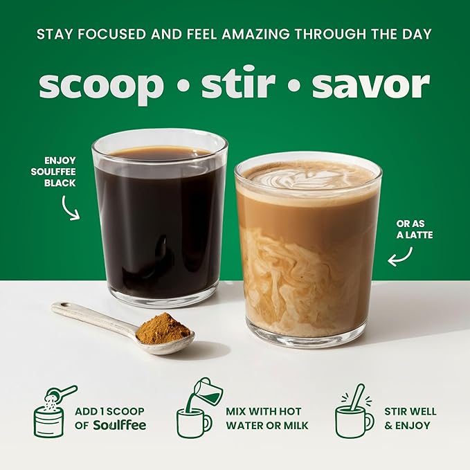 Mushroom Coffee Alternative with Chicory, Roasted Barley, Lion’s Mane, Cordyceps, Turkey Tail, Reishi, with 2200mg Functional Mushrooms, Vegan, Focus and Calm, 30 Servings