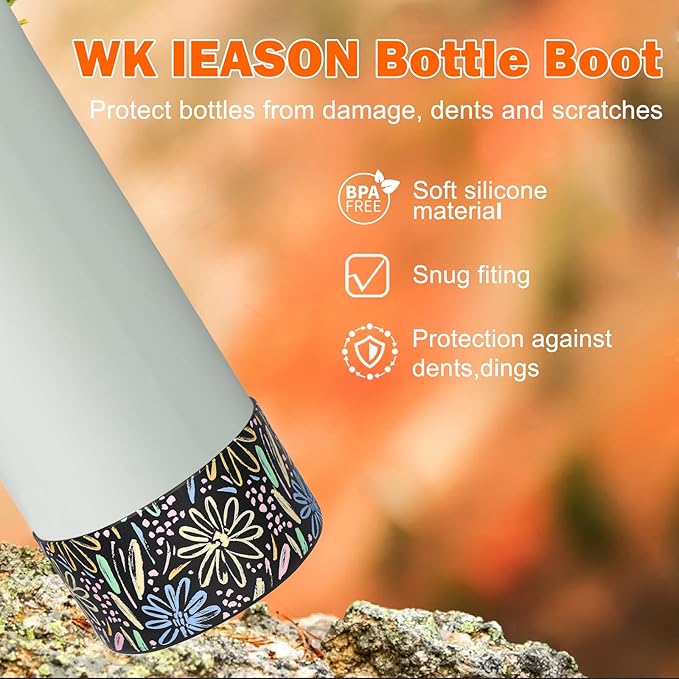 WK IEASON 2Pcs Silicone Boot for Owala Water Bottle, Protective Flask Bottom Cover Base for Owala FreeSip Twist and Flip Flask Water Bottle Accessories-2.83inch Bottom Diameter
