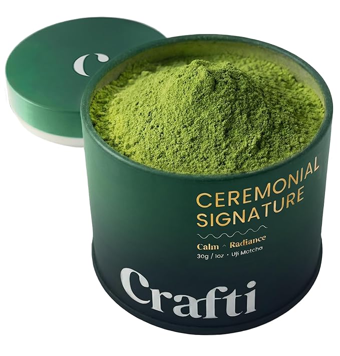Crafti Signature Ceremonial Grade Matcha Powder | 100% First Harvest | Unsweetened Authentic Japanese Matcha Green Tea Powder from Uji, Kyoto (30g / 1.06oz)