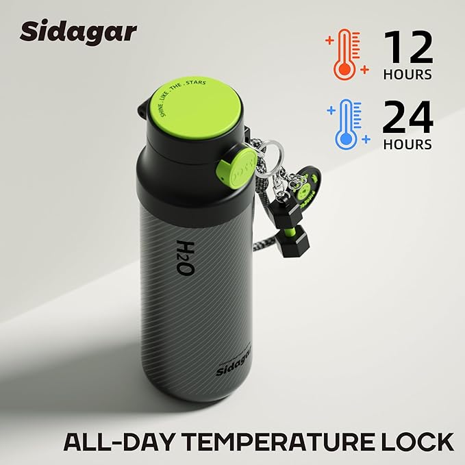 18 oz Insulated Water Bottle, Stainless Steel Travel Mug with Lid, Double Wall Vacuum Sports Water Bottle, BPA Free, Leak-Proof, Fits in Car Cup Holder, Great for Men Kid School, Silver