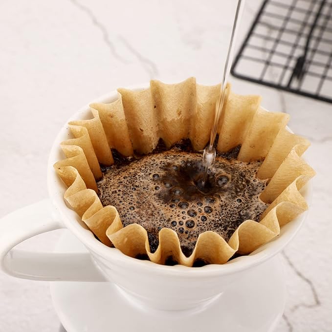 EUSOAR 1-2 Cup Unbleached Coffee Filters, Pack of 50 Disposable Natural Brown Paper Coffee Filter, for Small Basket Style Single Pour Over and Drip Coffee Makers, for Home Commercial