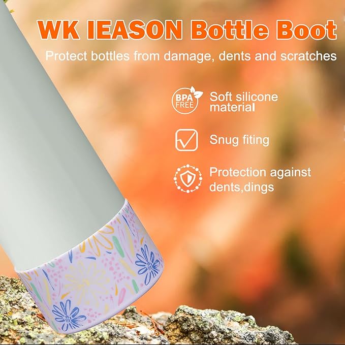 WK IEASON 2Pcs Silicone Boot for Owala Water Bottle, Protective Flask Bottom Cover Base for Owala FreeSip Twist and Flip Flask Water Bottle Accessories-3.56inch Bottom Diameter