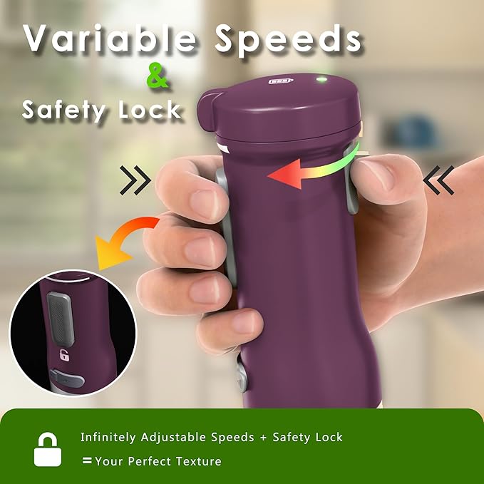 Cordless Immersion Hand Blender, 5-in-1 Variable Speed blender handheld,Rechargeable with 2000mAh Battery, BPA-Free & Dishwasher-Safe Accessories:700ml Beaker,Chopper,Whisk & Milk Frother,Plum