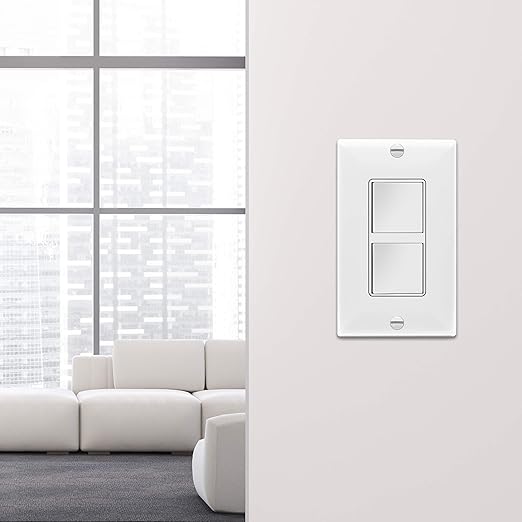 ENERLITES Double Paddle Rocker Decorator Switch, Gloss Finish, Clamp-Type Wiring, Copper Wires Only, Single Pole, Residential/Commercial Grade, 15A 120-277VAC, 62834-W-5PCS, White, 5 Pack