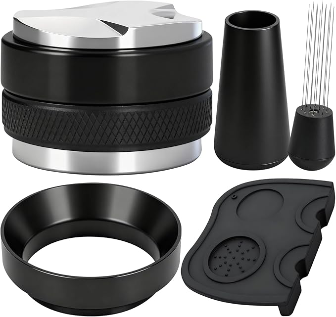 Y-Step 51mm Espresso Accessories Kit, Dual Head Coffee Distributor Espresso Leveler, WDT Tool Needle Espresso Stirrer, Dosing Funnel, Tamping Mat, Barista Tools Coffee Tamper Set for 51 mm Portafilter